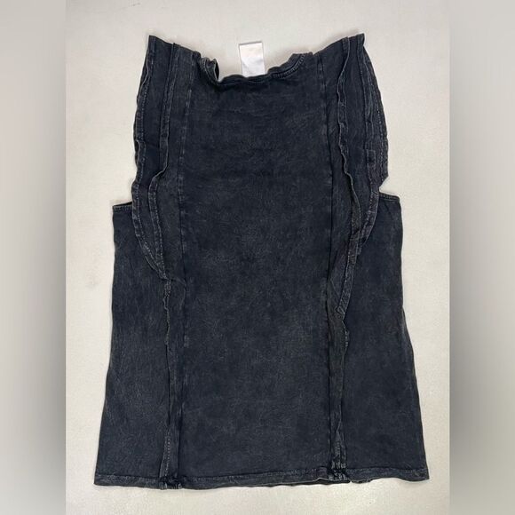 Eri & Ali Anthropologie Washed Ruffle Top Women Small Black Sleeveless - Picture 3 of 5